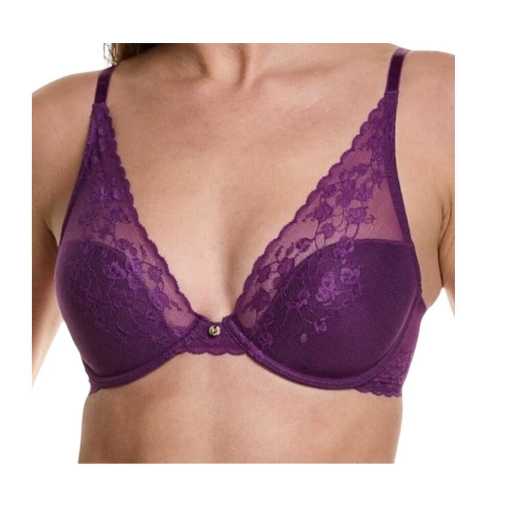 Natori 721191 Cherry Blossom convertible bra purple size 32DDD 32F